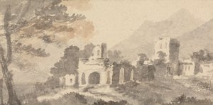 Italian Landscape with Ruined Castle by William Taverner