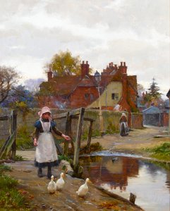 Driving Home the Ducks by the Old Bridge, Abingdon by William Teulon Blandford Fletcher