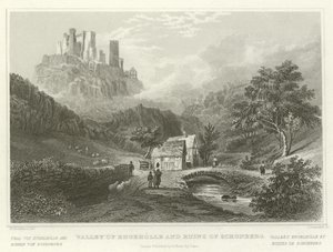 Valley of Engeholle and ruins of Schonberg by William Tombleson