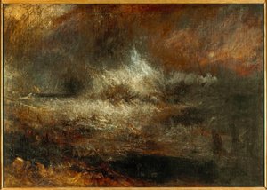 Stormy Sea with Blazing Wreck
