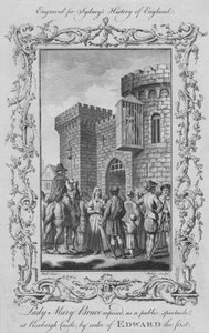 Lady Mary Bruce exposed, as a public spectacle at Roxburgh Castle, by order of Edward I