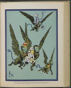 The Monkeys caught Dorothy in their arms and flew away with her, illustration from "The Wonderful Wizard of Oz" by William Wallace Denslow