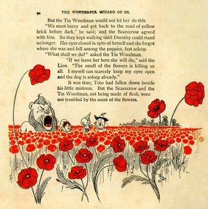 The Wonderful Wizard of Oz - Chapter VIII: The Deadly Poppy Field - Illustration by William Wallace Denslow