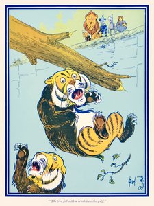The tree fell with a crash into the gulf. from The Wonderful Wizard of Oz by L. Frank Baum
