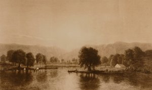 (Water and Cattle Scene) by William Wellstood