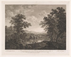 Landscape with Shepherds and Cattle by a Lake by William Woollett