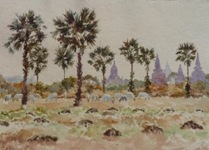 Blue cows and palmettos by Wilson Clive