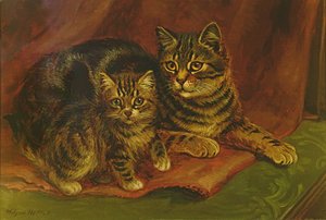 A Tabby Cat with a Kitten