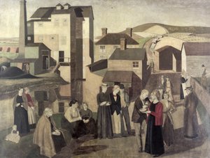 A Scene in a Village Street with Mill-Hands Conversing by Winifred Knights