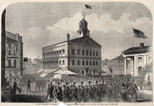 A New Regiment of Massachusetts Volunteers Passing Faneuil Hall, Boston, on Their Way to War by Winslow Homer