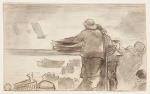 Beach with Boats and People, Cullercoats, England