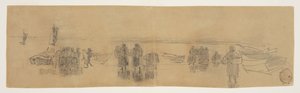 Beach with Four Fishing Boats, Cullercoats, England by Winslow Homer
