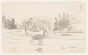 Canoe with Three Men, Ile Maligne, Quebec by Winslow Homer