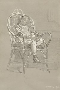 Child Seated in a Wicker Chair