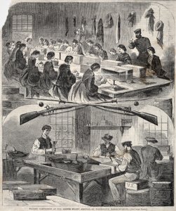 Filling Cartridges at the United States Arsenal, Watertown, Massachusetts by Winslow Homer