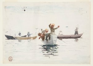 Four Rowboats with Children by Winslow Homer