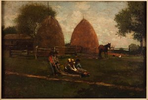 Haystacks and Children by Winslow Homer