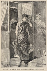 In Came a Storm of Wind, Rain and Spray - and Portia, from The Galaxy, December 1869 by Winslow Homer