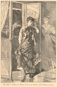 In came a Storm of Wind, Rain and Spray - and Portia, from The Galaxy, December 1869 by Winslow Homer