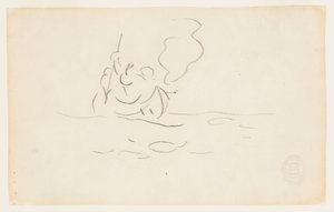 Man in a Canoe with Harpoon by Winslow Homer