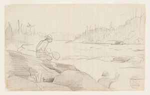 Men Fishing with a Rod and Net by Winslow Homer