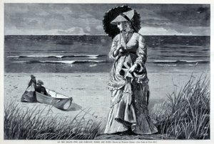 On the Beach--Two are Company, Three are None by Winslow Homer