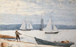 Pulling the Dory by Winslow Homer