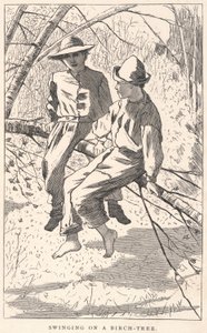 Swinging on a Birch-Tree, from Our Young Folks, June 1867 by Winslow Homer