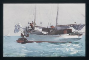 Taking on Wet Provisions (Schooner Marked Newport, K. W.) by Winslow Homer