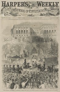 The Inaugural Procession at Washington Passing the Gate of the Capitol Grounds (From a Sketch by our Special Artist), 1861 by Winslow Homer