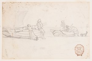 Two Boats on Beach with Figures, Cullercoats, England by Winslow Homer