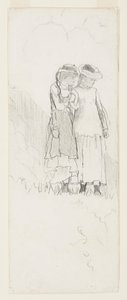 Two Young Girls in a Field by Winslow Homer