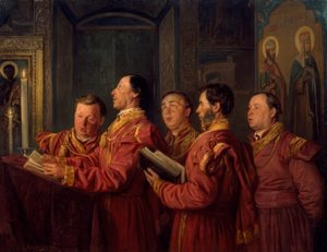 Choir Singers in the Church by Wladimir Jegorowitsch Makowski