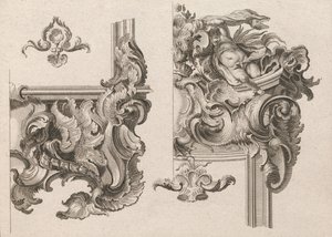 Suggestion for the Decoration of Lower Right and Top Right of an Altar Frame, Printed ca. 1750-56 by Wolffgang Christoph Mayr