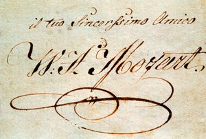 Signature of Austrian composer Wolfgang Amadeus Mozart
