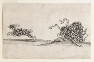 Lion and Hare Composed of Ornamental Leaf-Work by Wolfgang Hieronymus von Bömmel