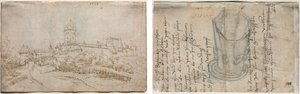View of a Castle (recto); Eight-Sided Cup (verso) by Wolfgang Huber