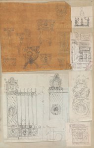 Page from a Scrapbook containing Drawings and Several Prints of Architecture by Workshop of Charles Percier, Workshop of Pierre