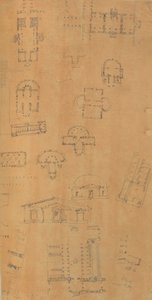 Page from a Scrapbook containing Drawings and Several Prints of Architecture, Int... by Workshop of Charles Percier, Workshop of Pierre