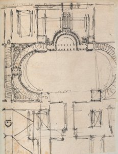 Page from a Scrapbook containing Drawings and Several Prints of Architecture, Int..., ca. 1800-1850 by Workshop of Charles Percier, Workshop of Pierre