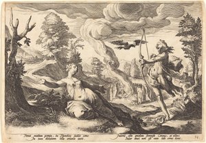 Apollo Killing Coronis by Workshop of Hendrick Goltzius, after Hendrick Goltzius