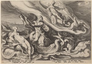 Juno Complaining to Oceanus and Tethys about Callisto by Workshop of Hendrick Goltzius, after Hendrick Goltzius
