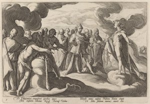 Jupiter and the Gods Asking Helios to Resume Control of the Chariot by Workshop of Hendrick Goltzius, after Hendrick Goltzius
