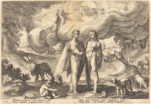 Prometheus Making Man and Animating Him with Fire from Heaven by Workshop of Hendrick Goltzius, after Hendrick Goltzius