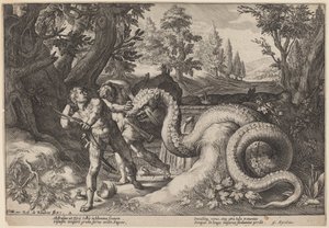 The Dragon Devouring the Companions of Cadmus by Workshop of Hendrick Goltzius, after Hendrick Goltzius