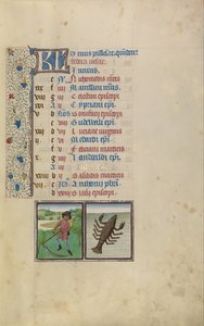 A Man Mowing; Zodiacal Sign of Cancer by Workshop of Willem Vrelant
