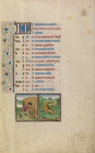 A Man Reaping; Zodiacal Sign of Leo by Workshop of Willem Vrelant