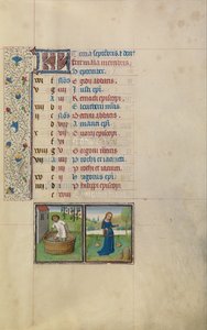 A Man Treading Grapes; Zodiacal Sign of Libra by Workshop of Willem Vrelant