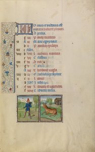 A Young Man Carrying a Leafy Branch; Zodiacal Sign of Taurus by Workshop of Willem Vrelant