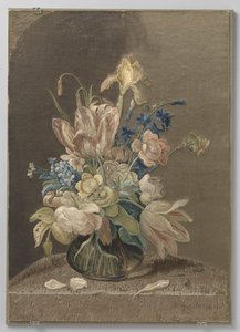 Tableau of Multicolored Embroidered Silk by Wynant Haelwegh